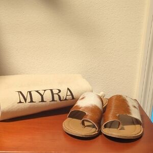 Myra Bag Brown and White Sandals